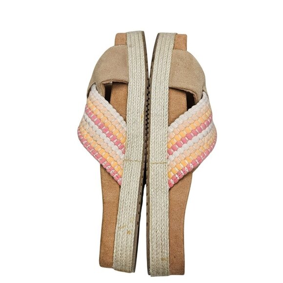 Toms Womens Espadrille Woven Platform Sandals Size 10 Beige Multicolor Slide‎ on - Picture 10 of 12